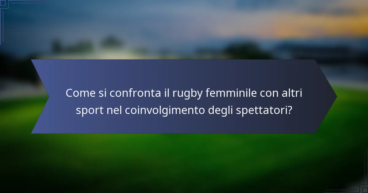Come si confronta il rugby femminile con altri sport nel coinvolgimento degli spettatori?