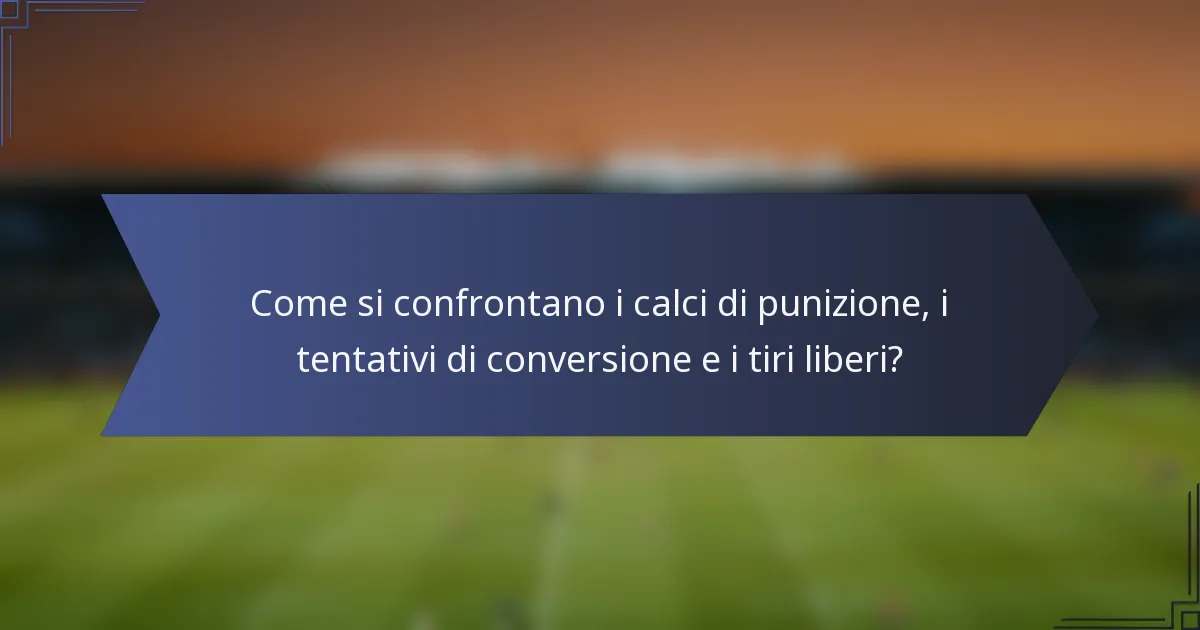 Come si confrontano i calci di punizione, i tentativi di conversione e i tiri liberi?
